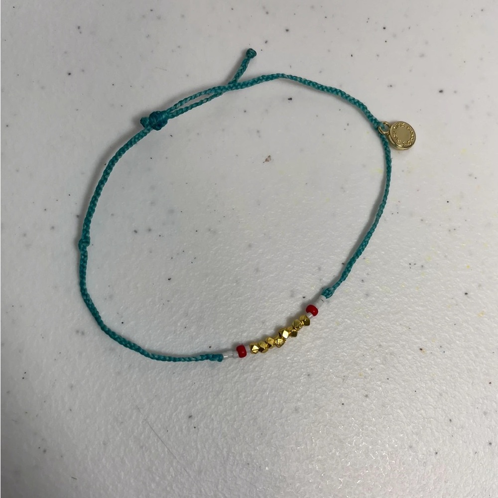Teal and Gold Beaded Bracelet